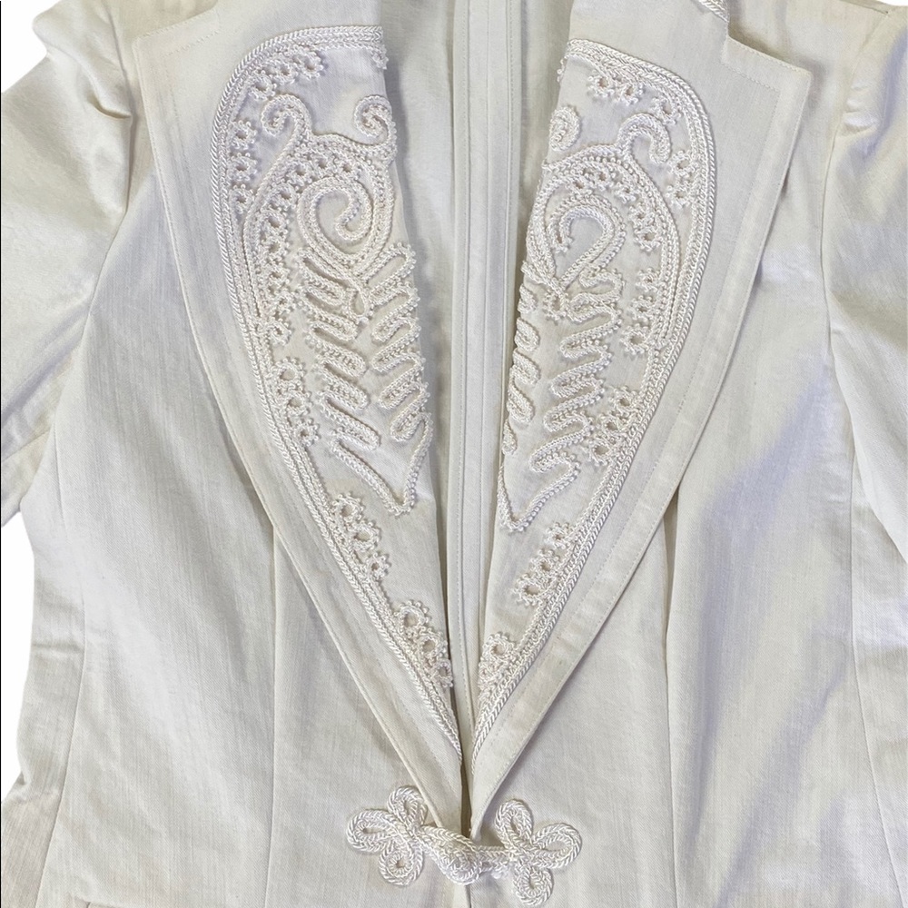 {Ralph Lauren} White Embroidered Blazer Jacket